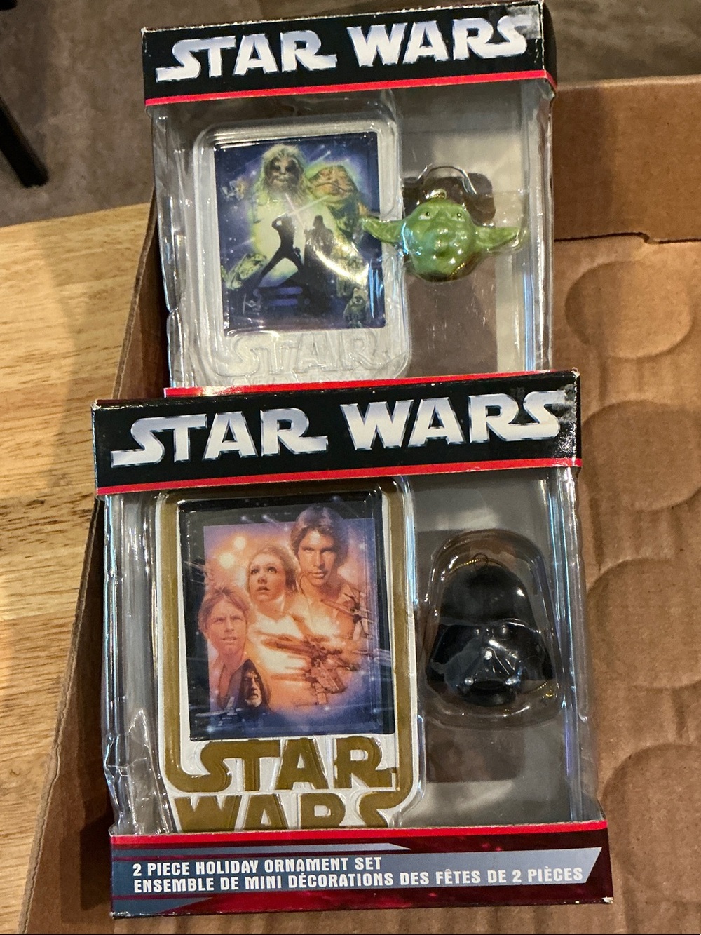 Star Wars Set of 2 Kurt Adler 2pc Christmas Ornament Sets Yoda/Darth Vader 2006